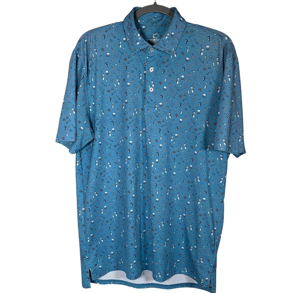Southern Tide‎ Performance Polo Mens M Hampstead Cocktail Print Short Sleeve